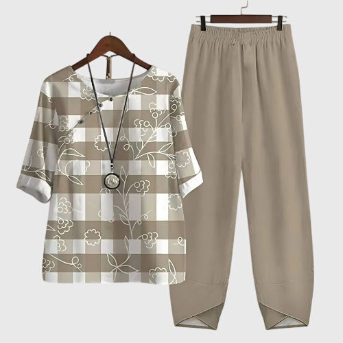 Damen Zweiteiliges Set Schmetterlings-Design Lockere Bluse und Rock