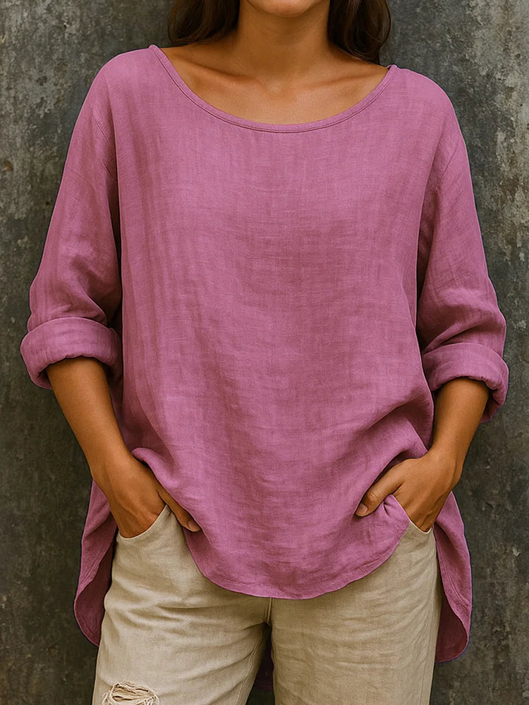 Damen Leinenbluse Langarm
