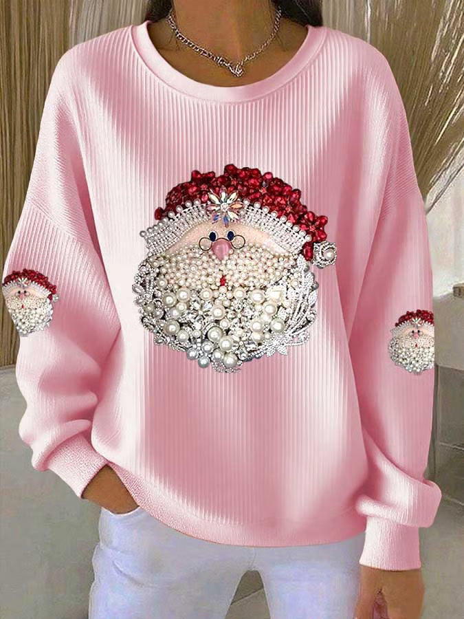Damen Weihnachtspullover Weihnachtsmann Motiv