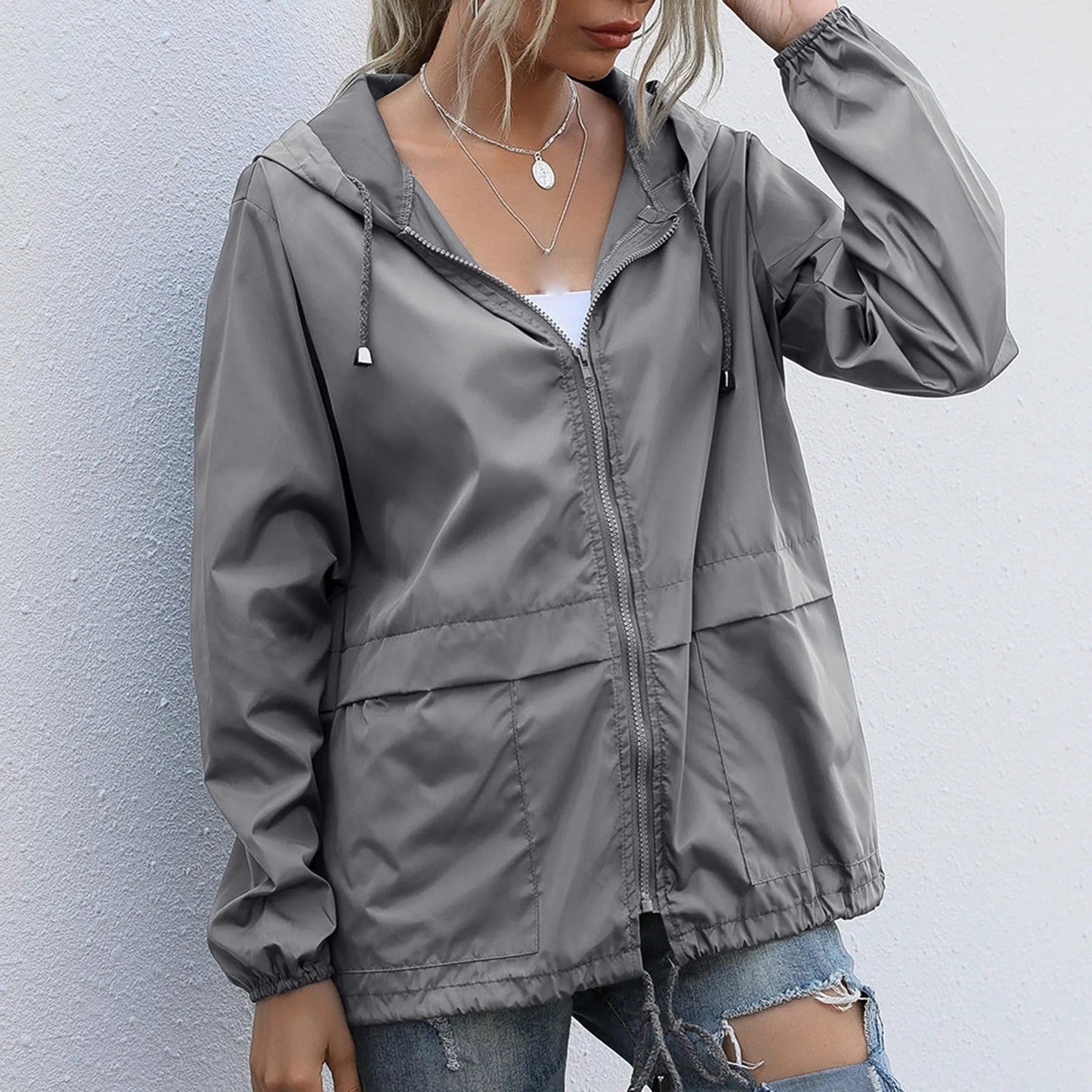 Norvielle Leichte Damenwindjacke Mit Kapuze