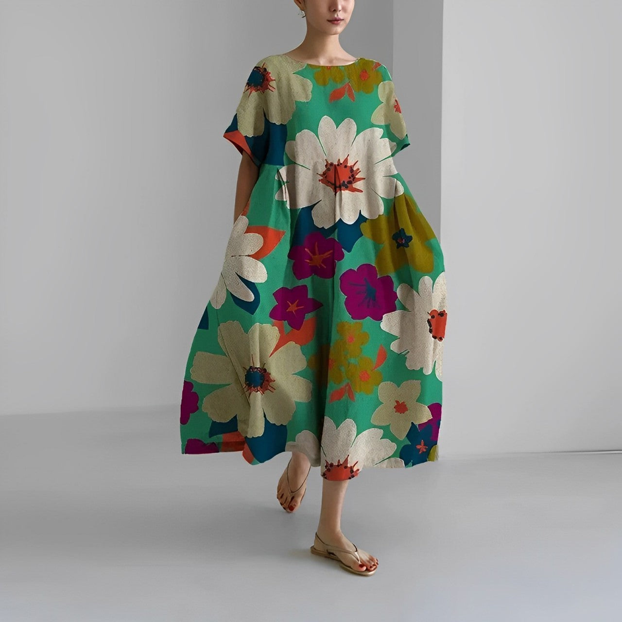 Norvielle Damen Blumenkleid Boho-Stil