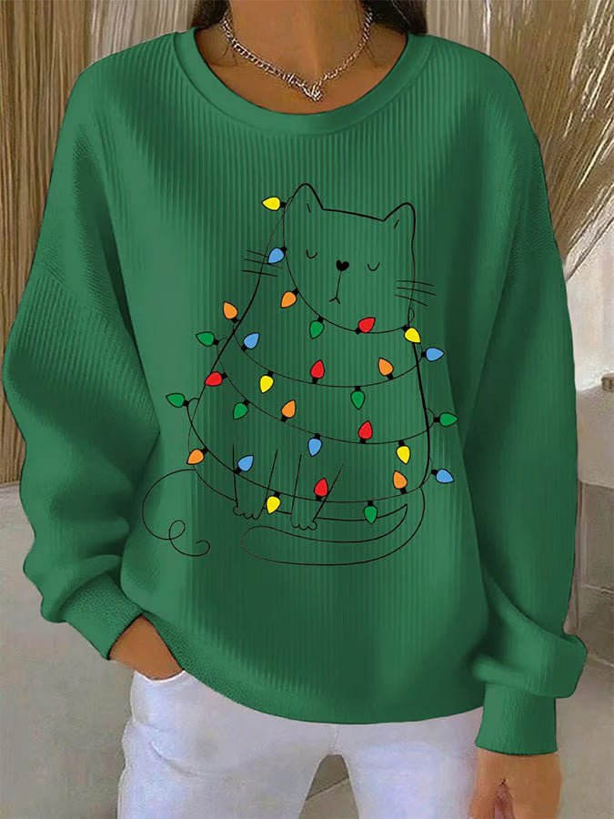 Weihnachtsstrickpullover Katzenmotiv