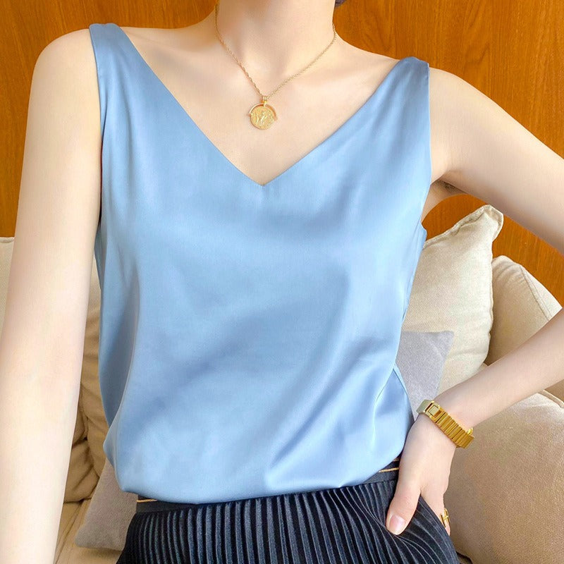 Damen Tanktop Weiches Seiden-Mischgewebe Beige