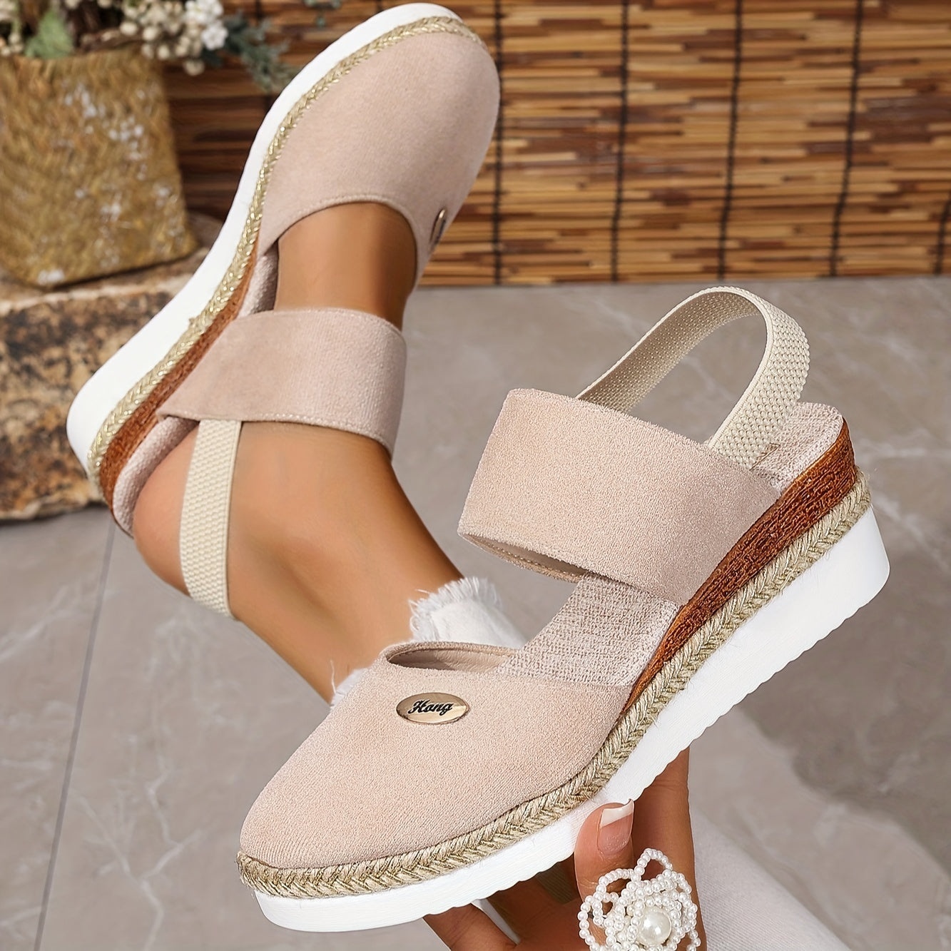 Damen Sandalen Auf Plattform Rutschfest Elastisch