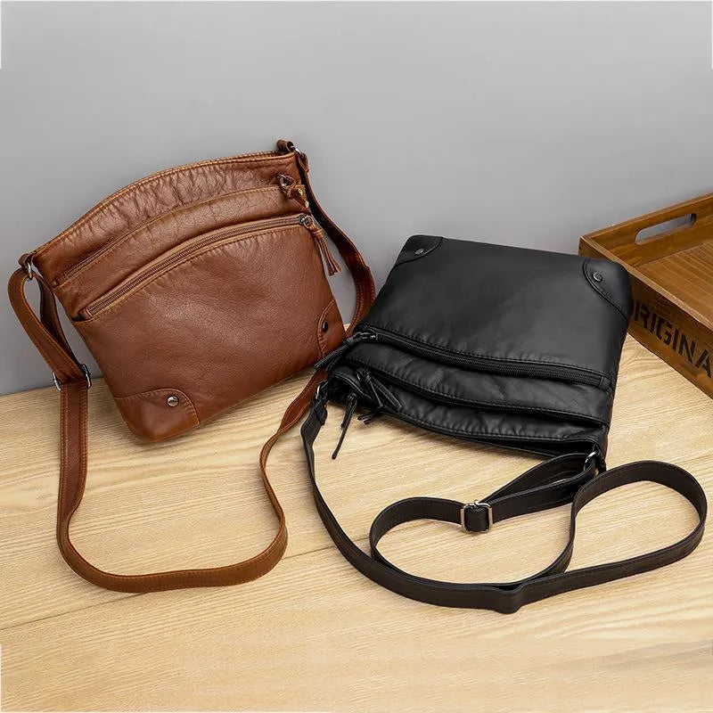 Elegante Damen Schultertasche Leder