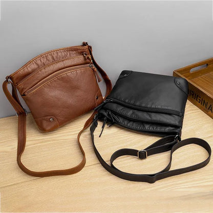 Elegante Damen Schultertasche Leder