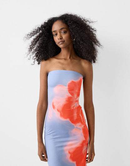 Norvielle Damen Trägerloses Maxikleid Sommer