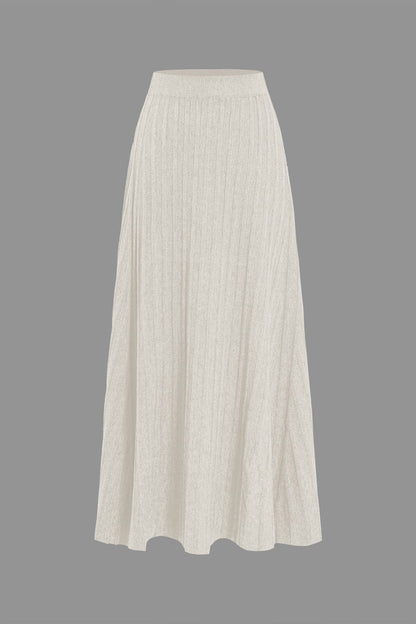 Damen Midirock Plissee Elastischer Bund