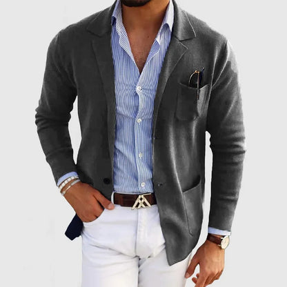 Herren Leinenblazer Reverskragen Leicht Beige