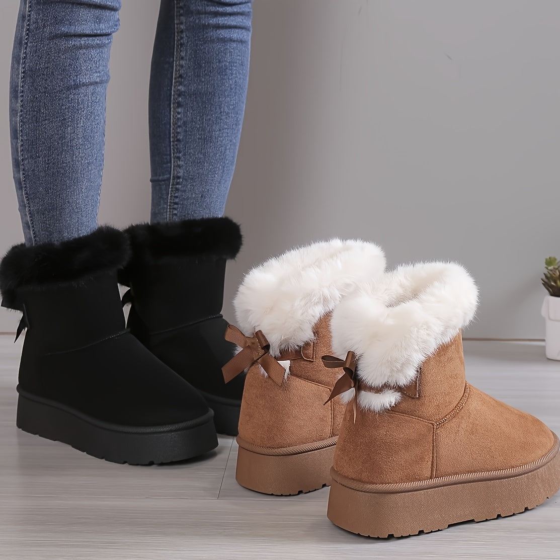 Damen Winterstiefel Warmfutter Rutschfeste Sohle Schwarz - Norvielle