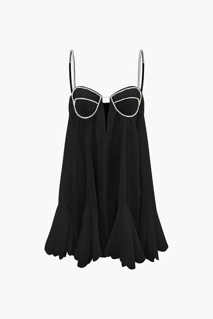 Damen Mini-Kleid Kristall-Träger Feminin