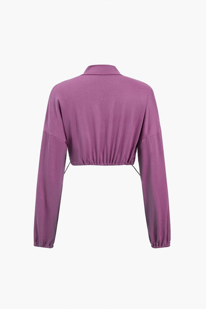 Damen Sportliches Zweiteiler-Set Cropped-Jacke Leggings