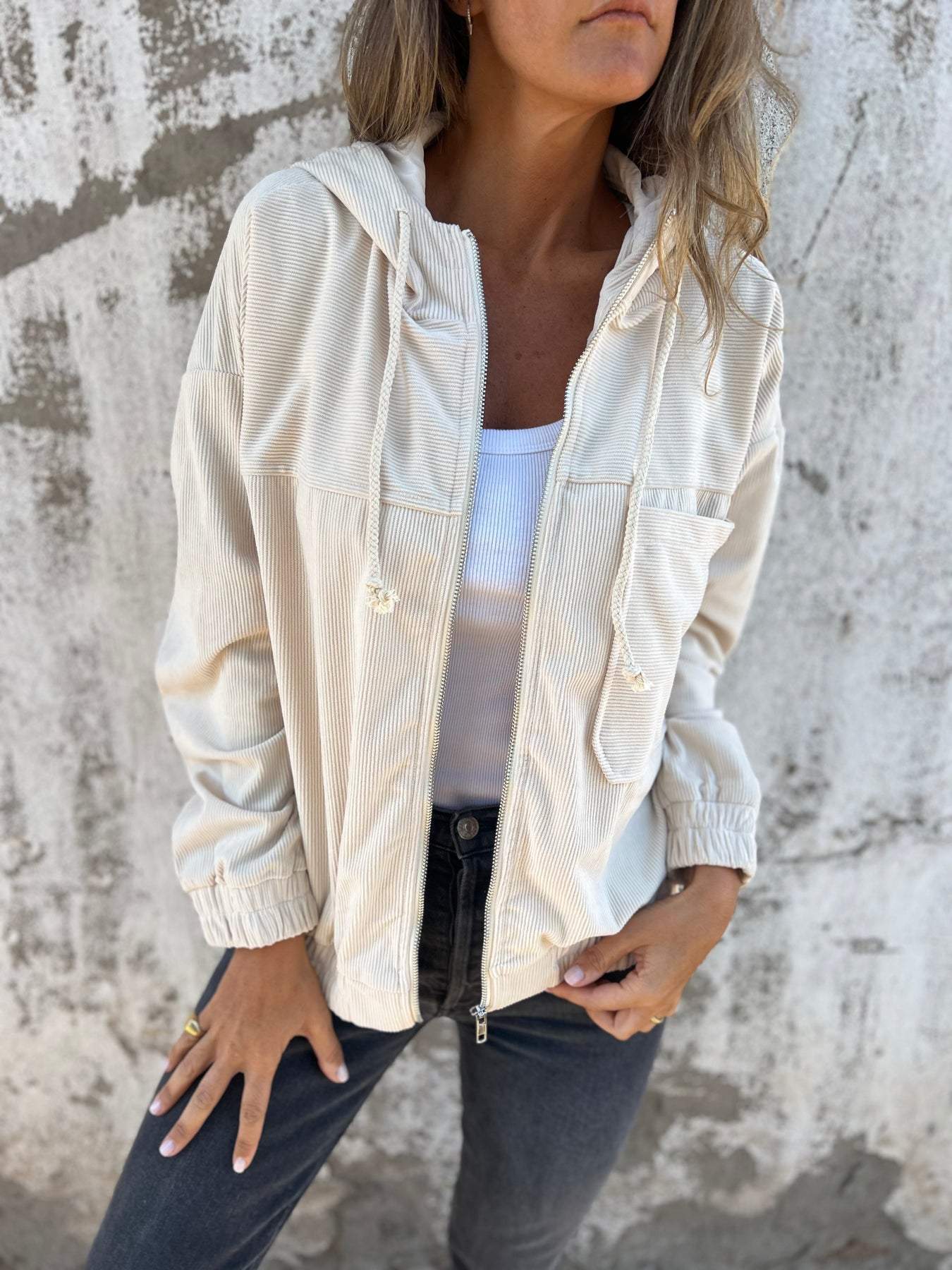 Norvielle Damen Cordjacke Reißverschluss