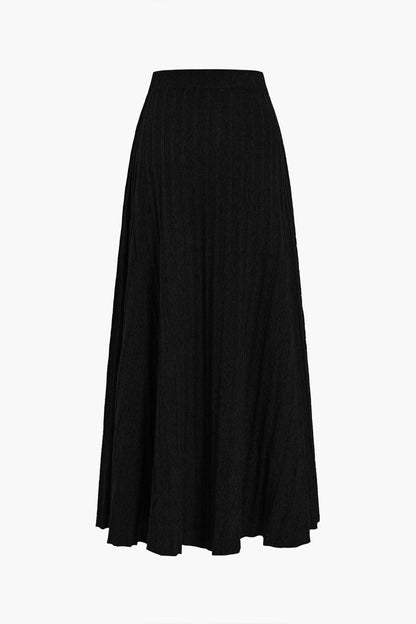 Damen Midirock Plissee Elastischer Bund