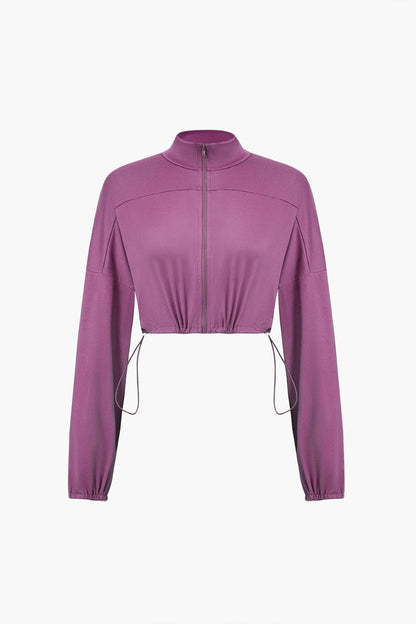 Damen Sportliches Zweiteiler-Set Cropped-Jacke Leggings