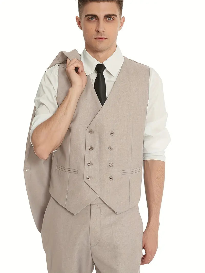 Herren Business-Anzug Blazer, Weste und Hose Schwarz - Norvielle