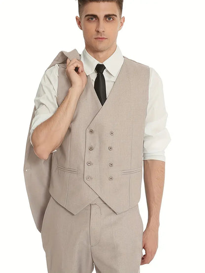 Herren Business-Anzug Blazer, Weste und Hose Schwarz - Norvielle