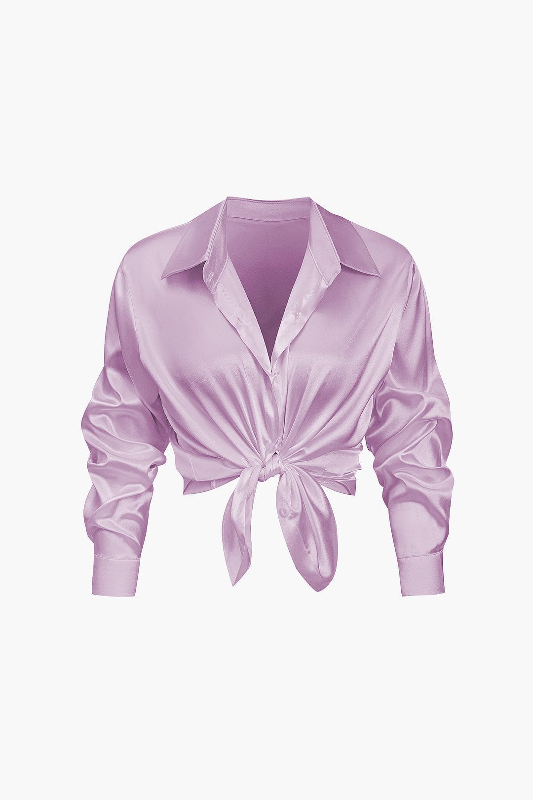 Elegante Damen Langarmbluse Seidiger Satin