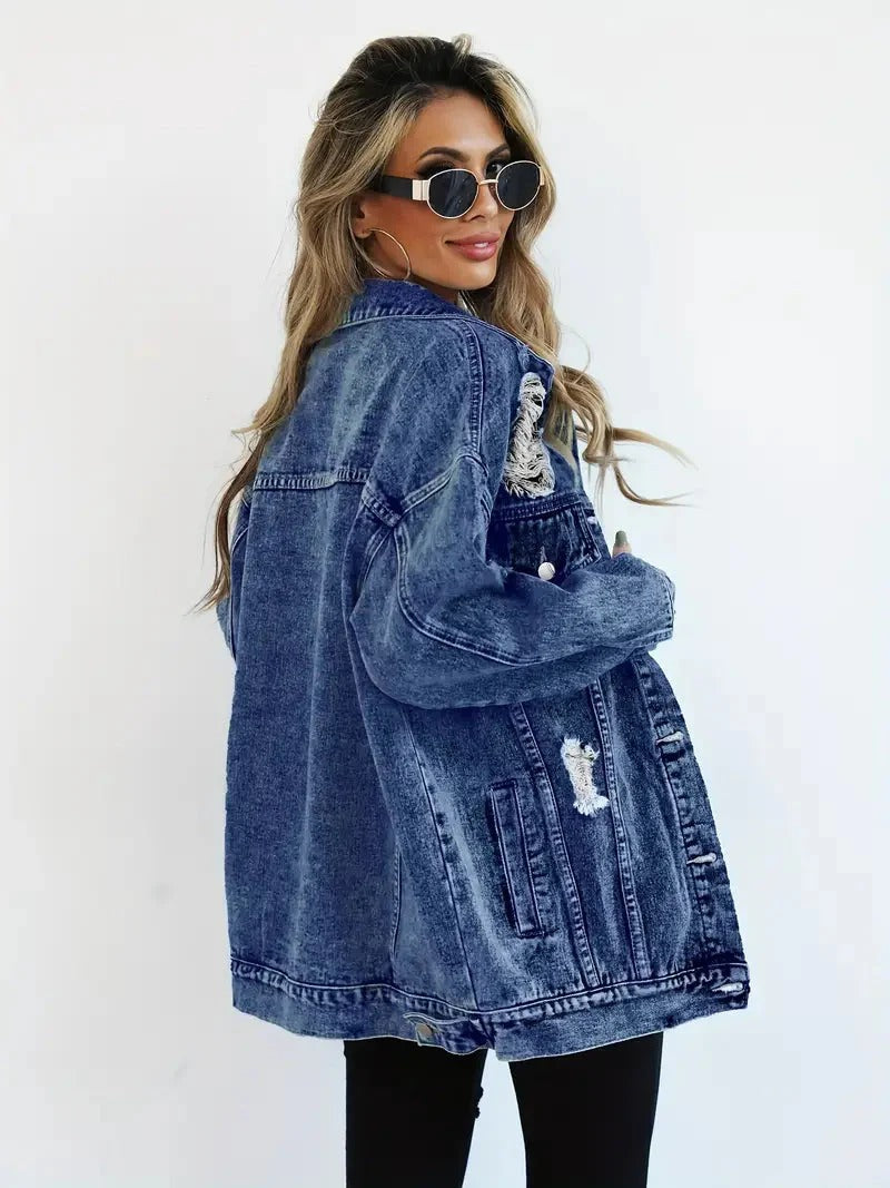 Norvielle Damen Übergröße Jeansjacke