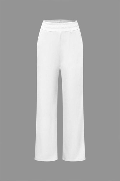 Damen Zweiteiler-Set Asymmetrisches Oberteil Weite Hose