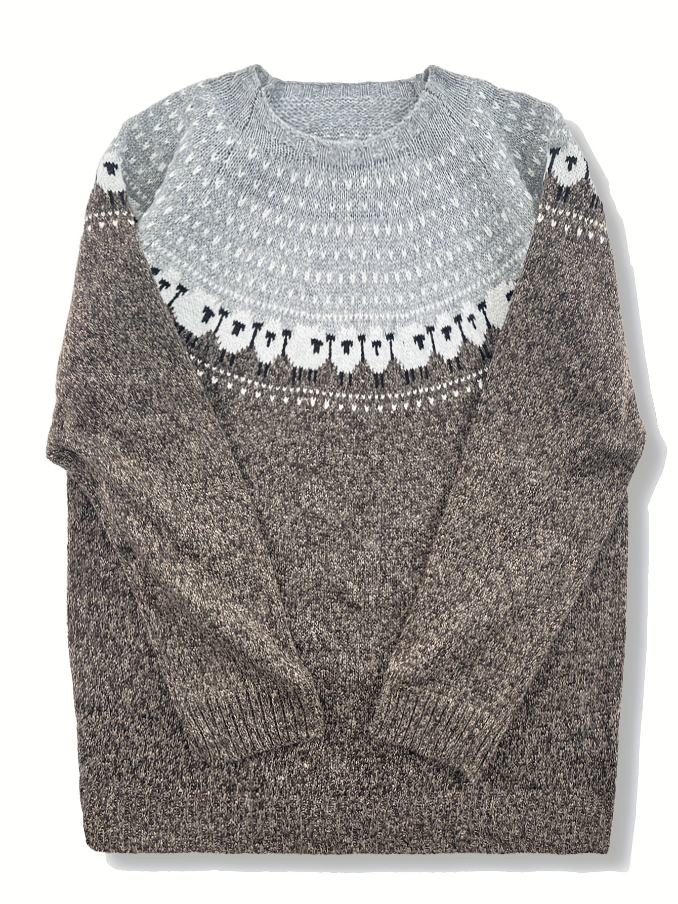 Eleganter Wintersweater Schaf-Jacquardmuster