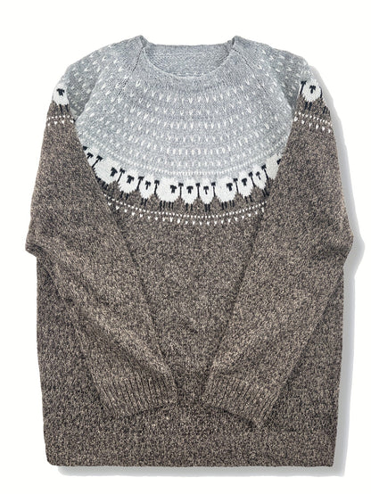 Eleganter Wintersweater Schaf-Jacquardmuster