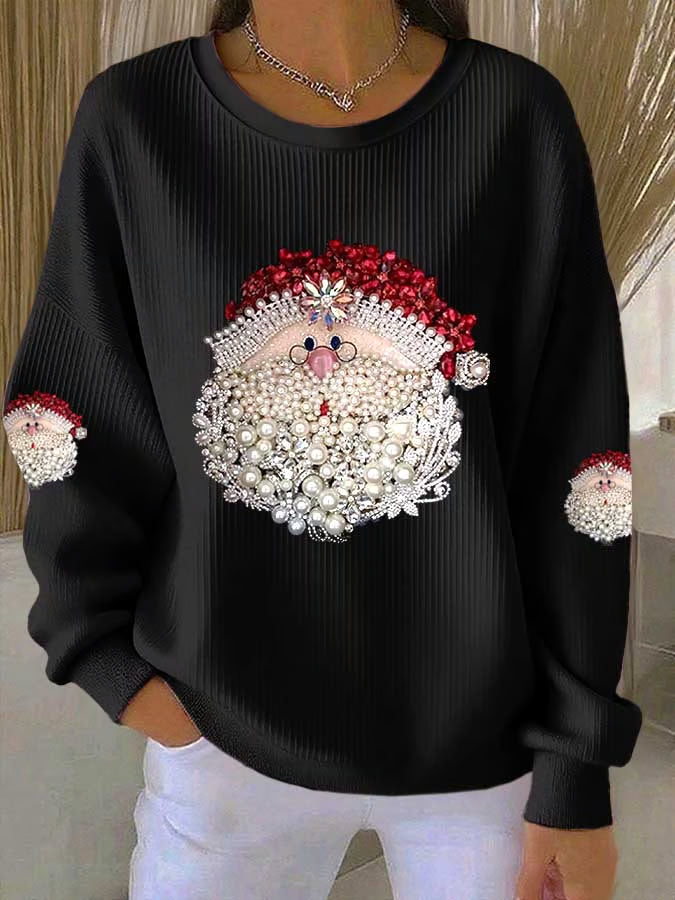 Damen Weihnachtspullover Weihnachtsmann Motiv