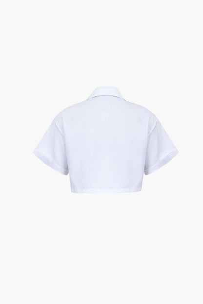 Damen Kurzarm Crop mit Kragen