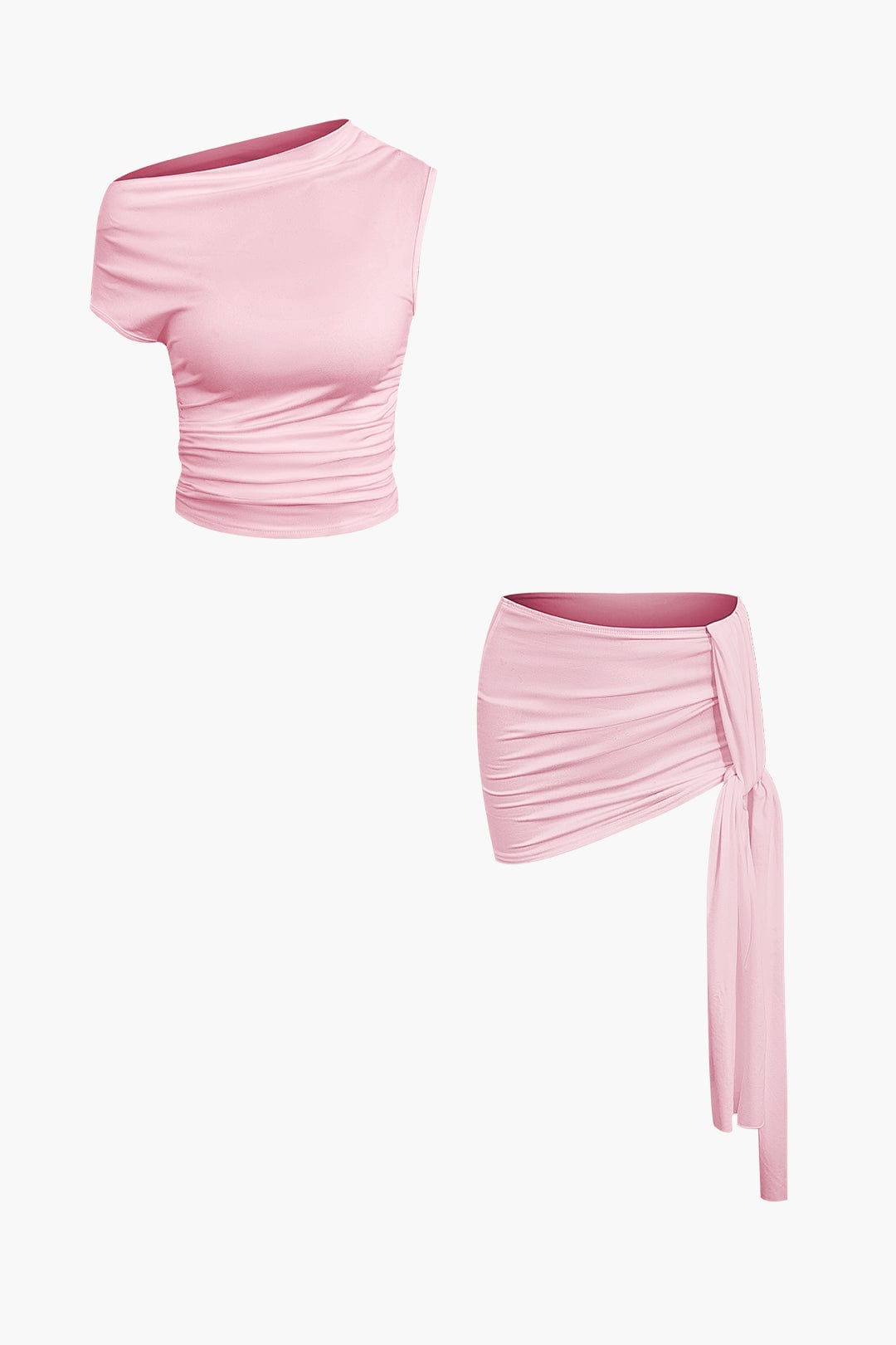 Damen One-Shoulder- und Minirock Set