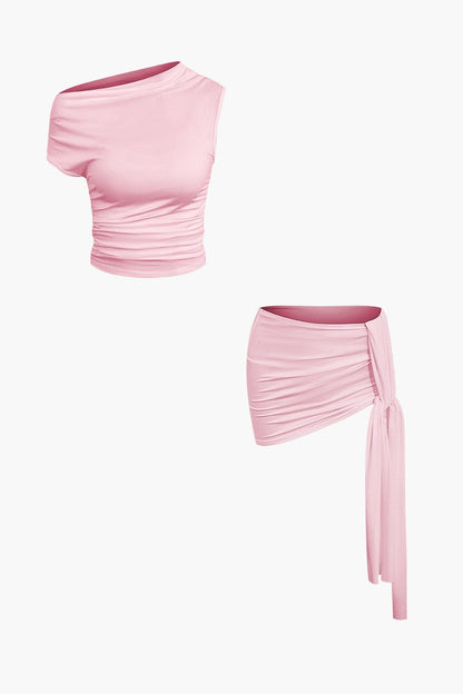 Damen One-Shoulder- und Minirock Set