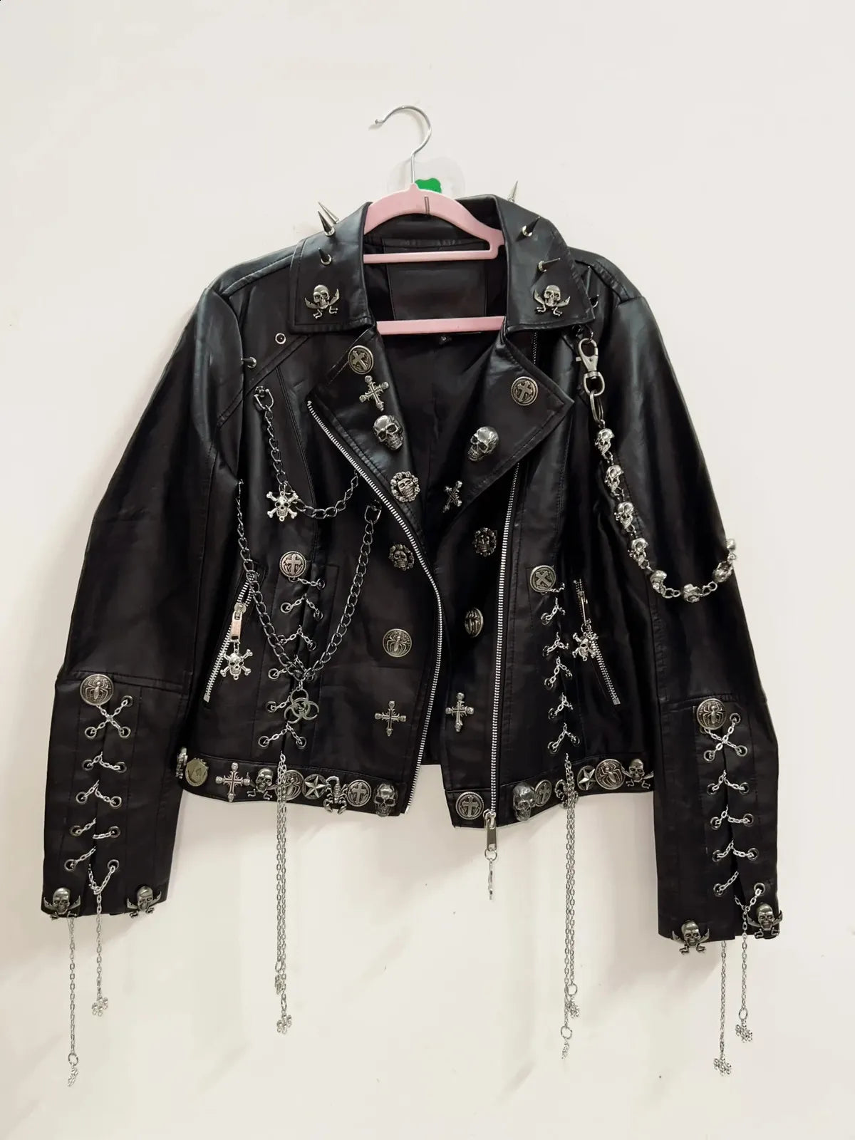 Unisex Bikerjacke Metall­elemente