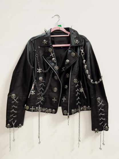 Unisex Bikerjacke Metall­elemente