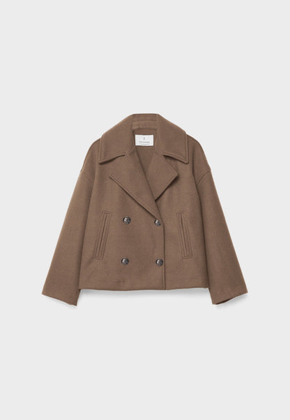 Damen Kurzjacke Reverskragen Doppelreiher Elegante Unifarbe