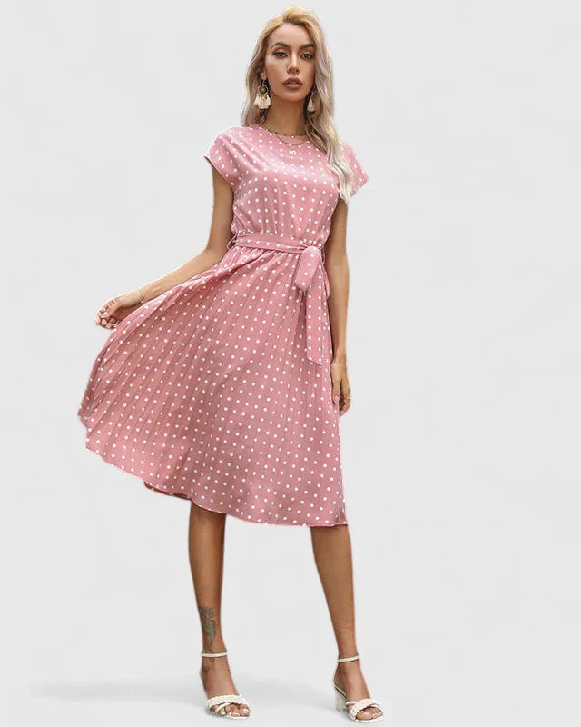 Damen Midikleid Kurzärmel Faltenrock - Norvielle