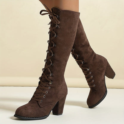 Damen Winterstiefel Knielang Bequem Schwarz - Norvielle