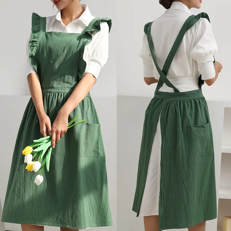 Retro Schürze mit Rüschen und Taschen Damen