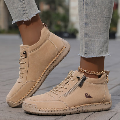 Damen Bequeme Schnürschuhe Reißverschluss