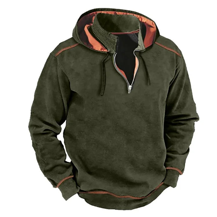 Herren Hoodie Reißverschluss Kragen Relaxed Fit