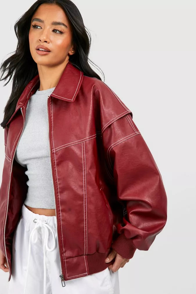 Damen Jacke Weite Passform Rot