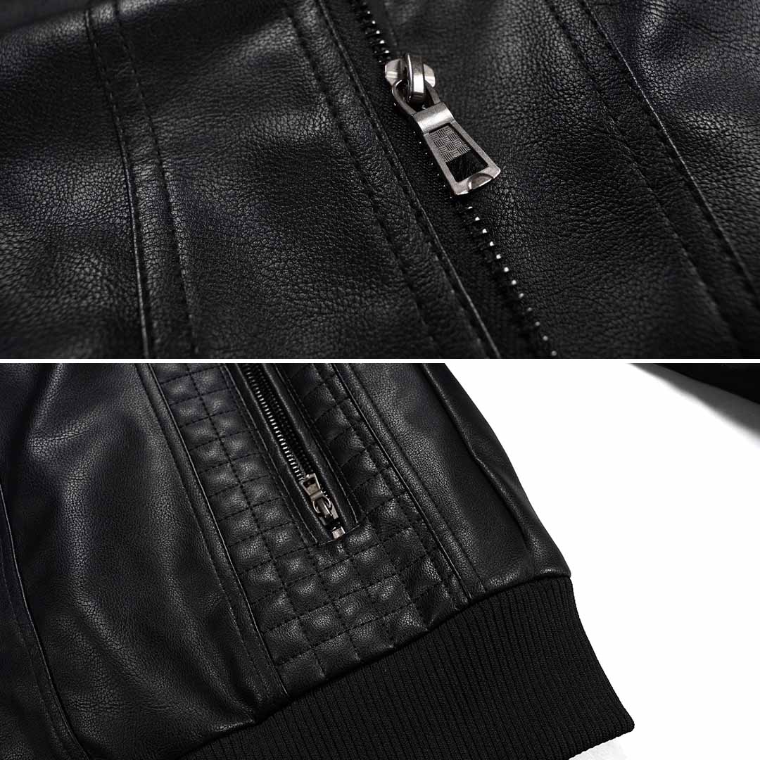Herren Bikerjacke Kurz mit Kapuze