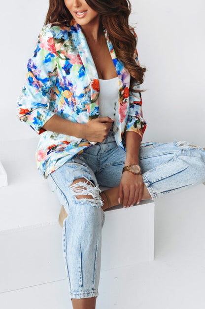 Norvielle Damen Blazer Freizeitanzug Florale Revers