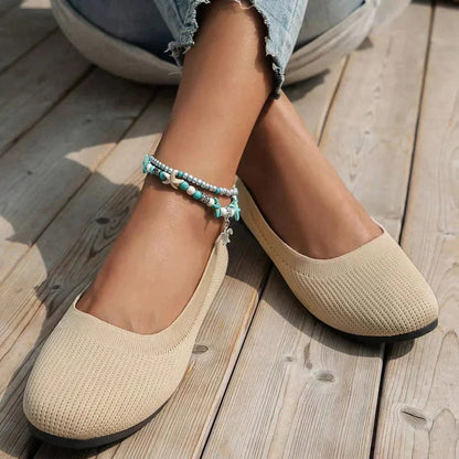 Damen Flache Schuhe Runde Zehenpartie Leder