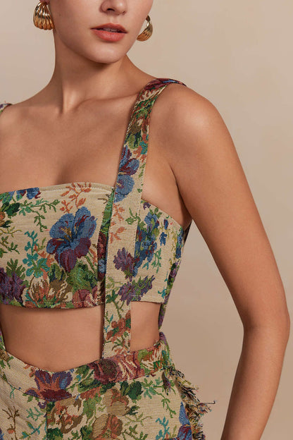 Damen Zweiteiler-Set Blumenmuster Vintage-Style