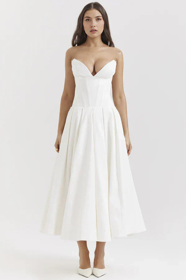 Damen Trägerloses Kleid Mittellang