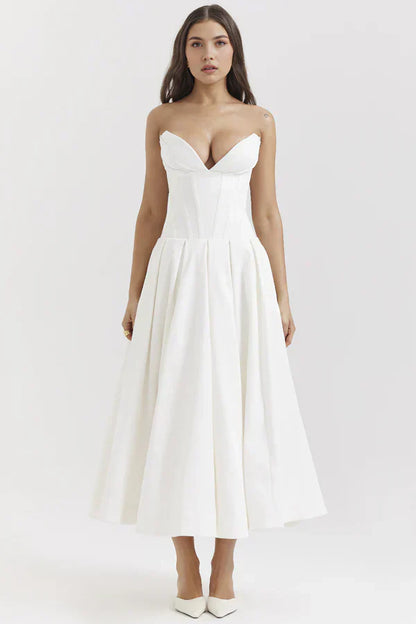 Damen Trägerloses Kleid Mittellang