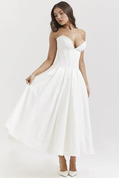 Damen Trägerloses Kleid Mittellang - Norvielle