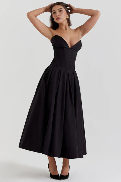 Damen Trägerloses Kleid Mittellang