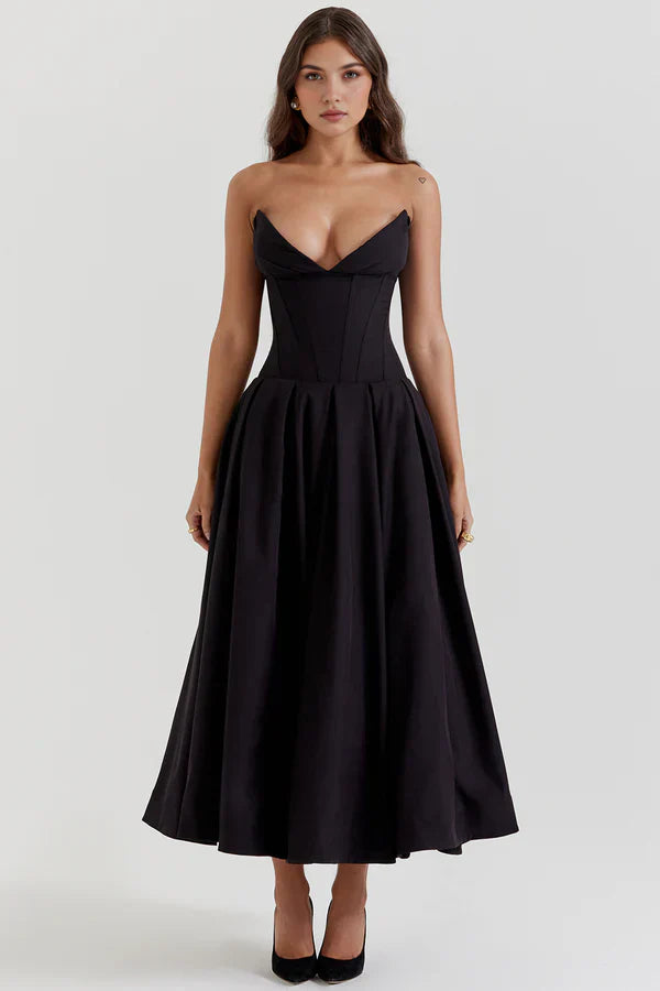 Damen Trägerloses Kleid Mittellang