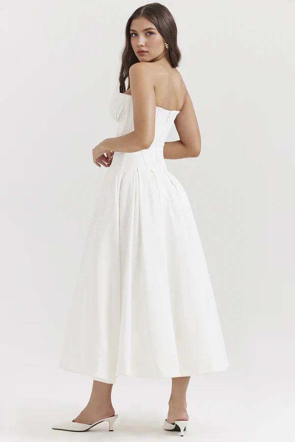 Damen Trägerloses Kleid Mittellang