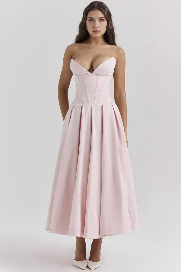 Damen Trägerloses Kleid Mittellang